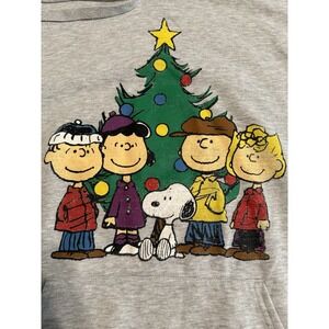 2XL Peanuts GANG  CHRISTMAS Gray Snoopy Pull-Over Hoodie Sweatshirt XXL